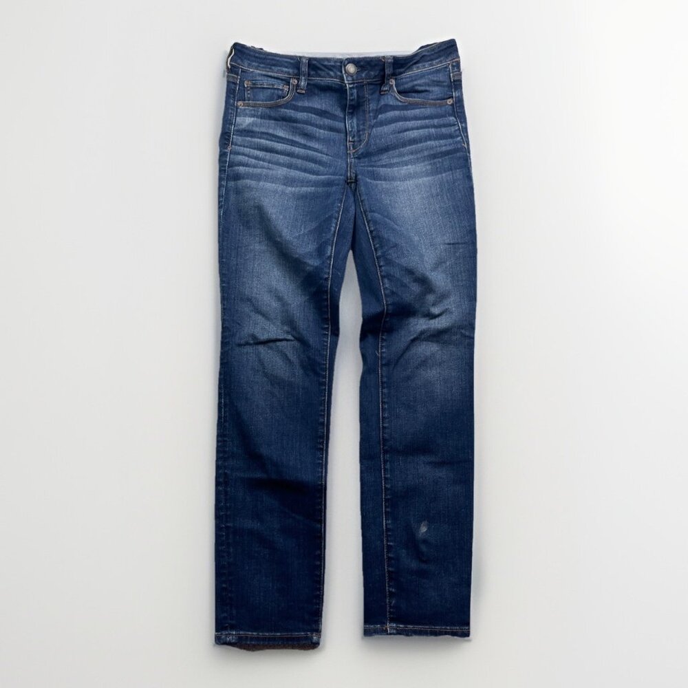 American Eagle Women's Skinny Jeans Next Level Stretch Denim Sz 10 Reg Dark Blue